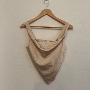 Abercrombie & Fitch Satin Cowl Neck Crop Top – Champagne